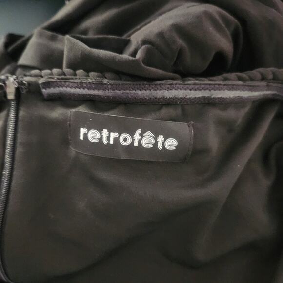 Retrofete Black Strapless Maxi Dress XS? Braided Hems Sample Thigh High Slit - Picture 9 of 9